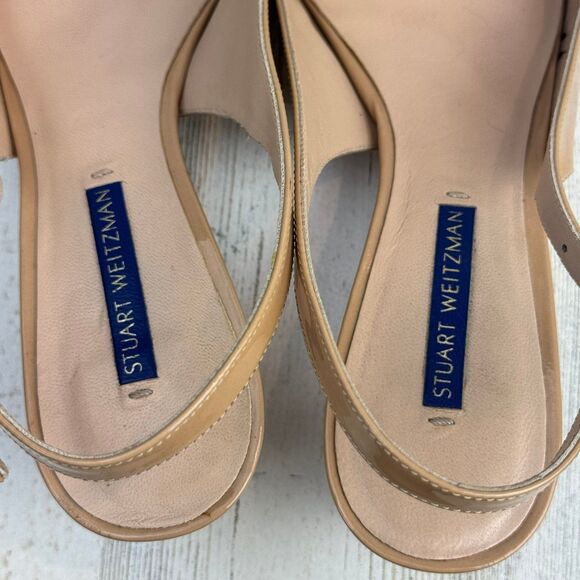 Stuart Weitzman Nude Patent Slingback low Heels Size 8.5 - Picture 5 of 10